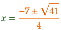 大問1（8）の解答 x=(-7±√41)/4