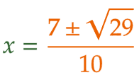 大問1（3）の解答 x=(7±√29)/10