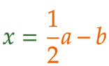 大問1（9）の解答 x=(1/2)a-b