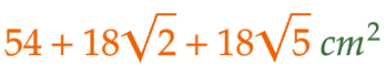 大問5（2）の解答 54+18√2+18√5 cm^2